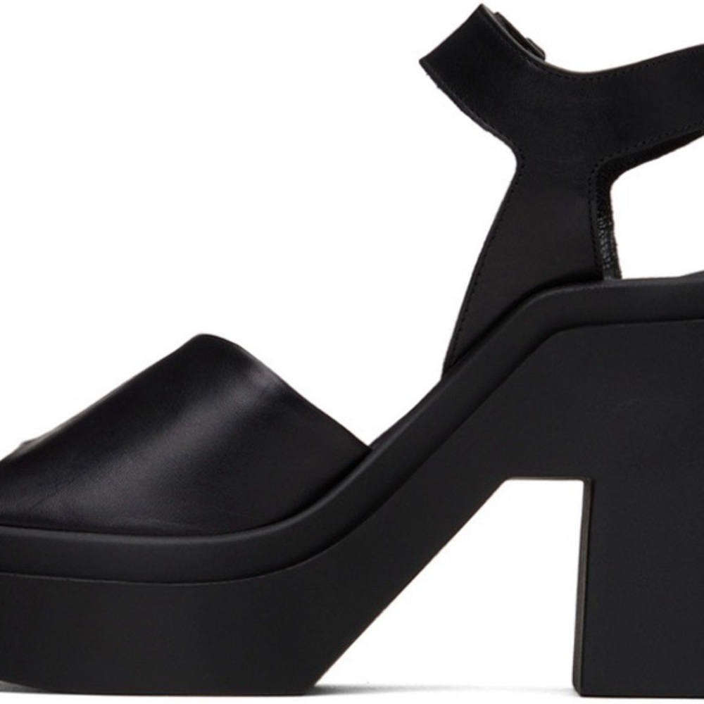 Robert Clergerie Black Leather Platform Heels - Picture 4 of 10